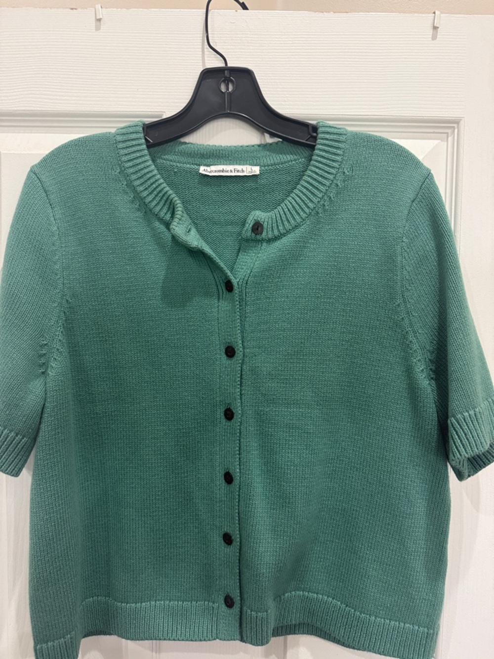 Abercrombie & Fitch Teal Green Short-Sleeve Button Cardigan